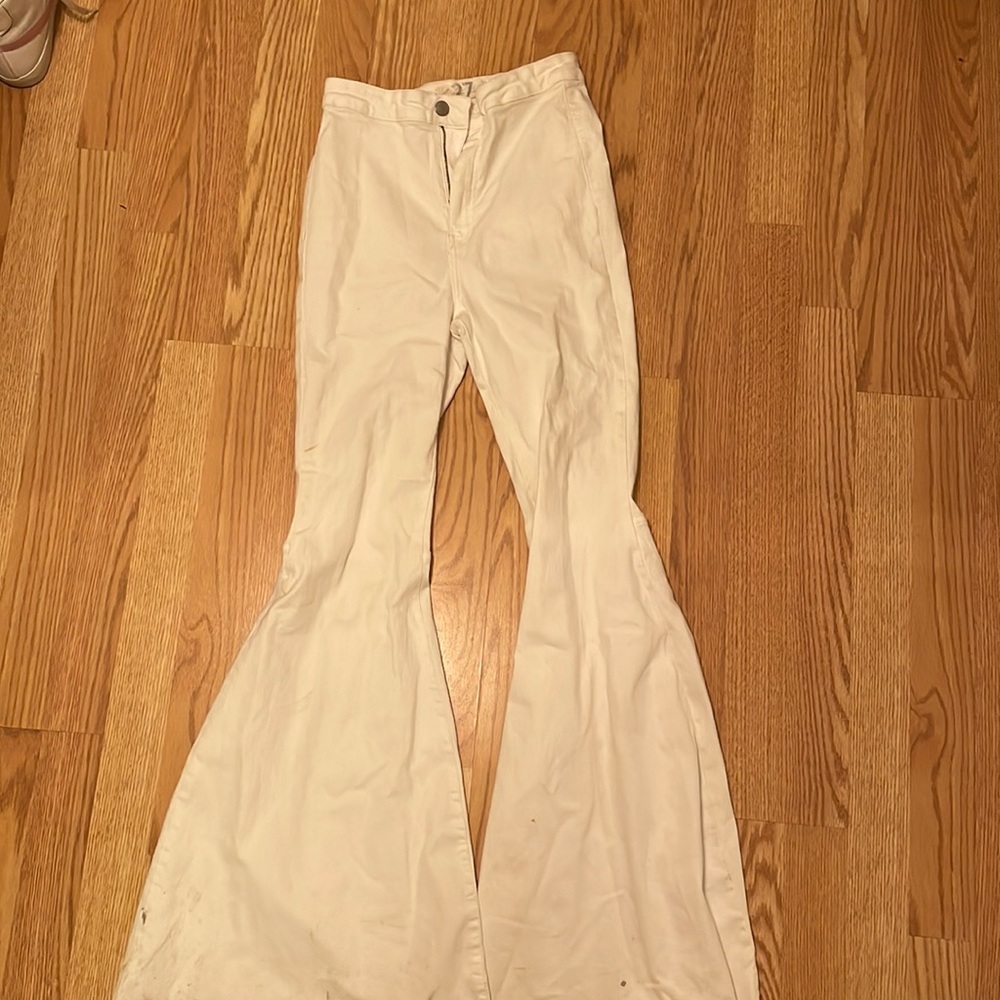 Free people flared white jeans